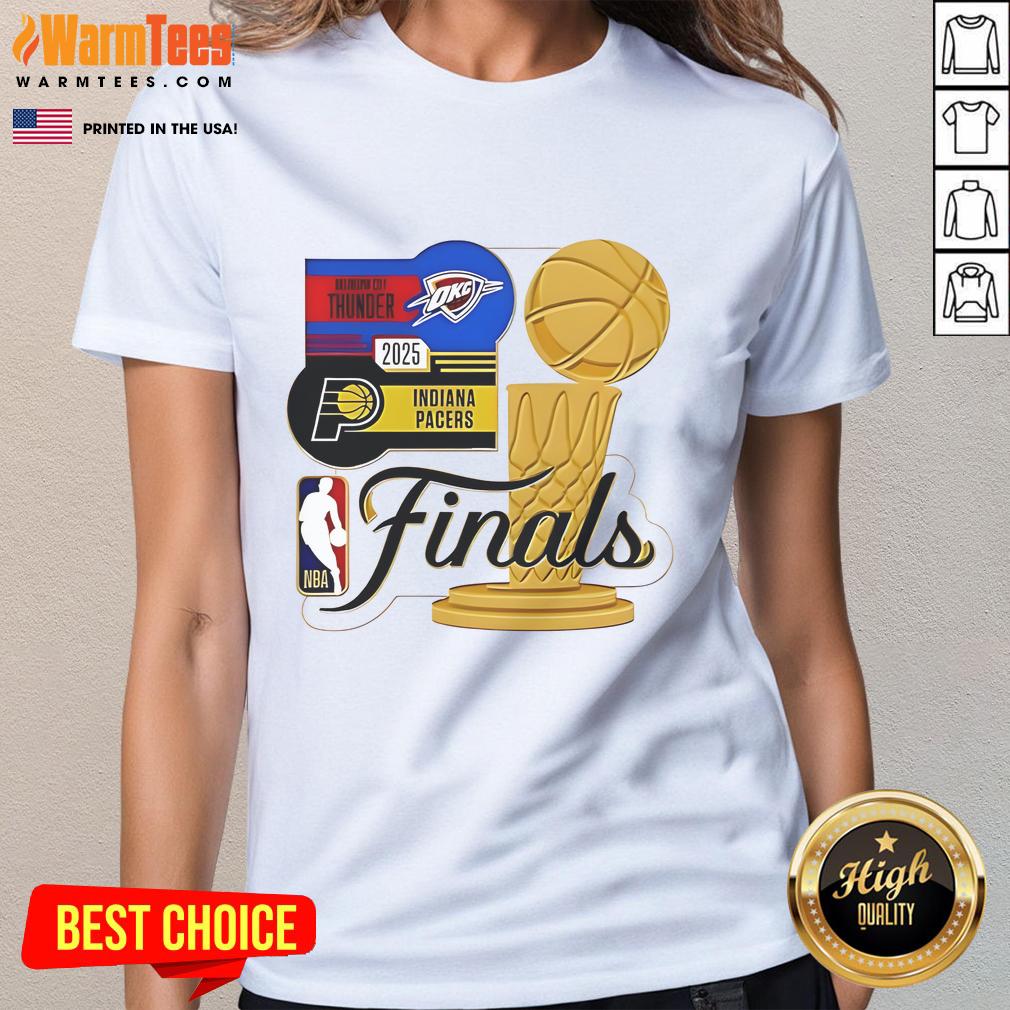 Good Indiana Pacers Vs Oklahoma City Thunder WinCraft NBA Finals Matchup 2025 Trophy T-Shirt - Image 3