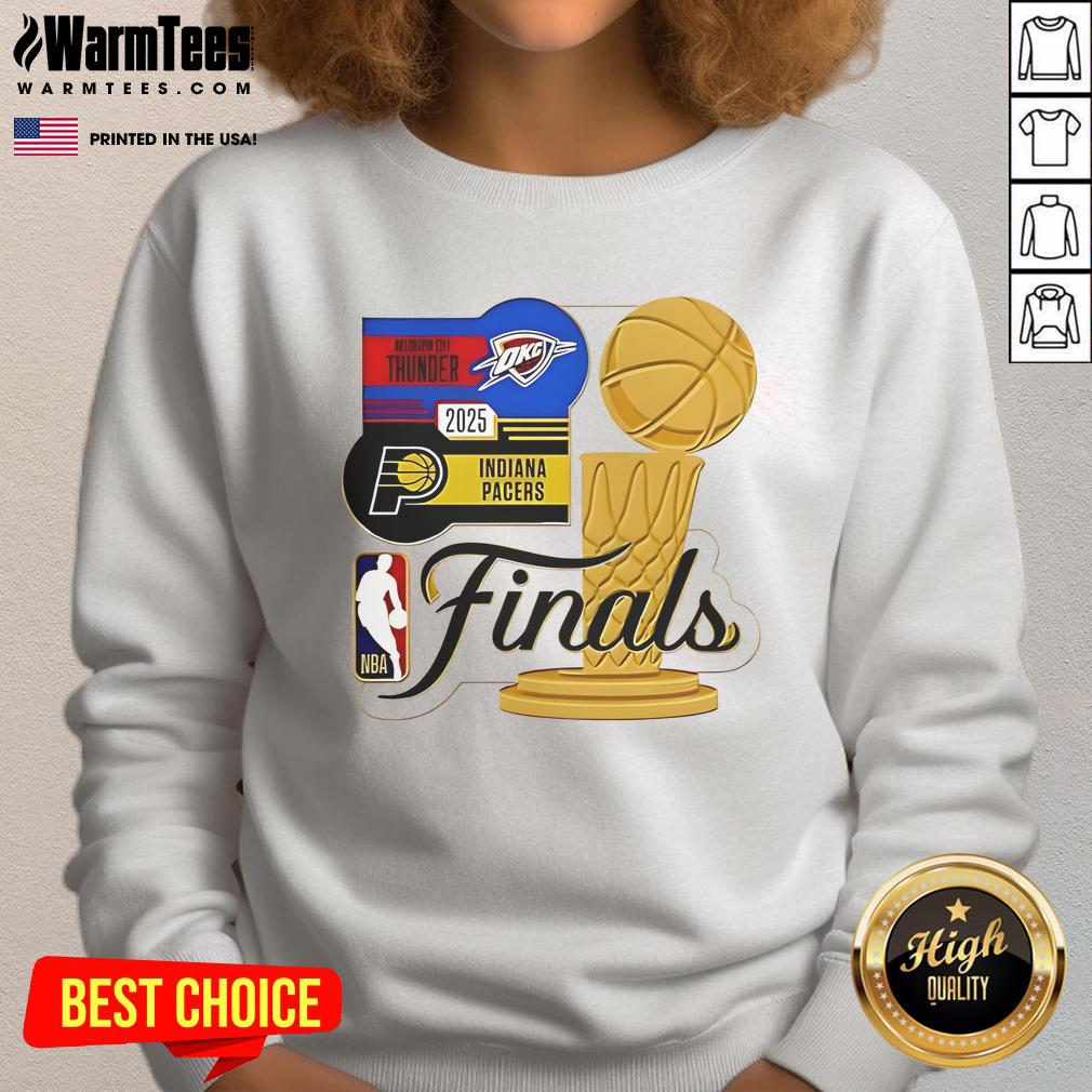 Good Indiana Pacers Vs Oklahoma City Thunder WinCraft NBA Finals Matchup 2025 Trophy T-Shirt - Image 5