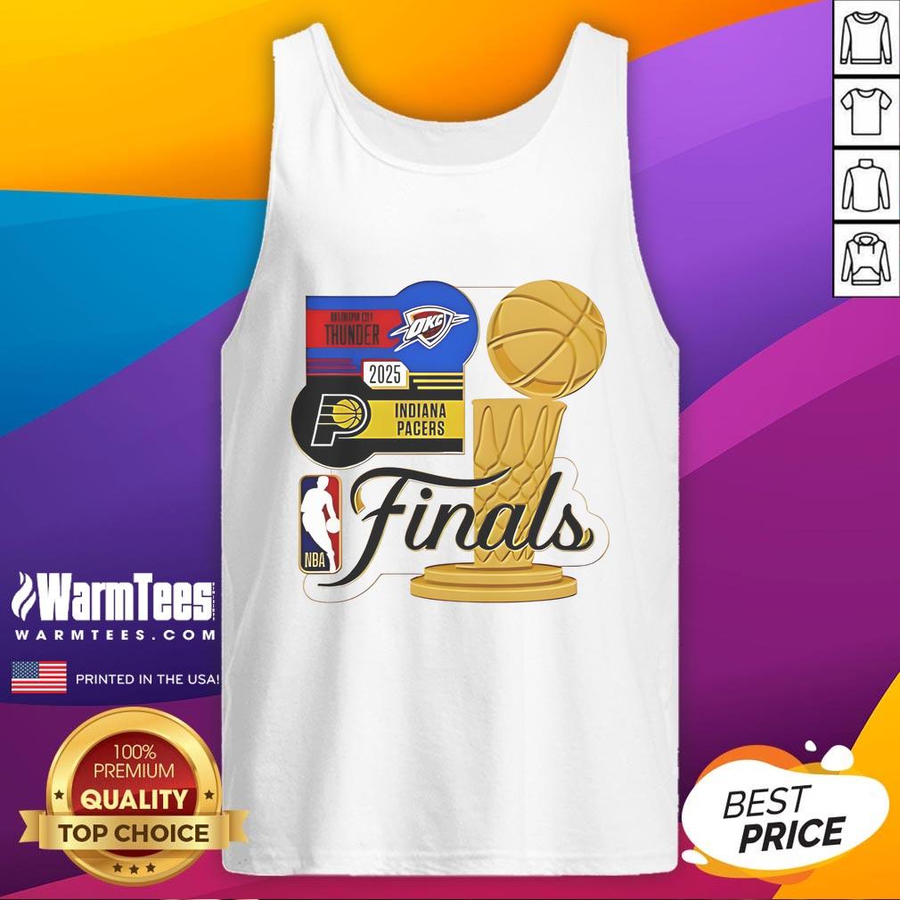 Good Indiana Pacers Vs Oklahoma City Thunder WinCraft NBA Finals Matchup 2025 Trophy T-Shirt - Image 4