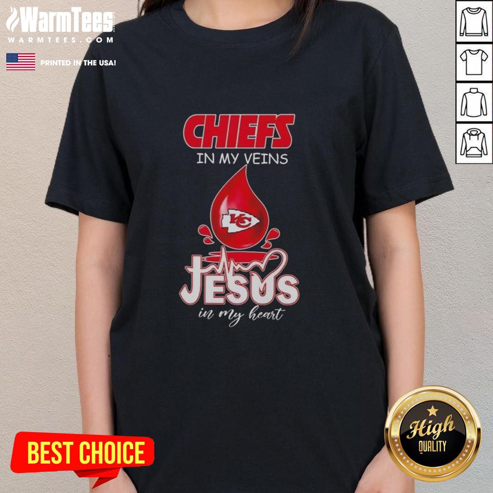 Good Kansas City Chiefs In My Veins Jesus In My Heart Drops Of Water Football Lovers T-Shirt - Image 3
