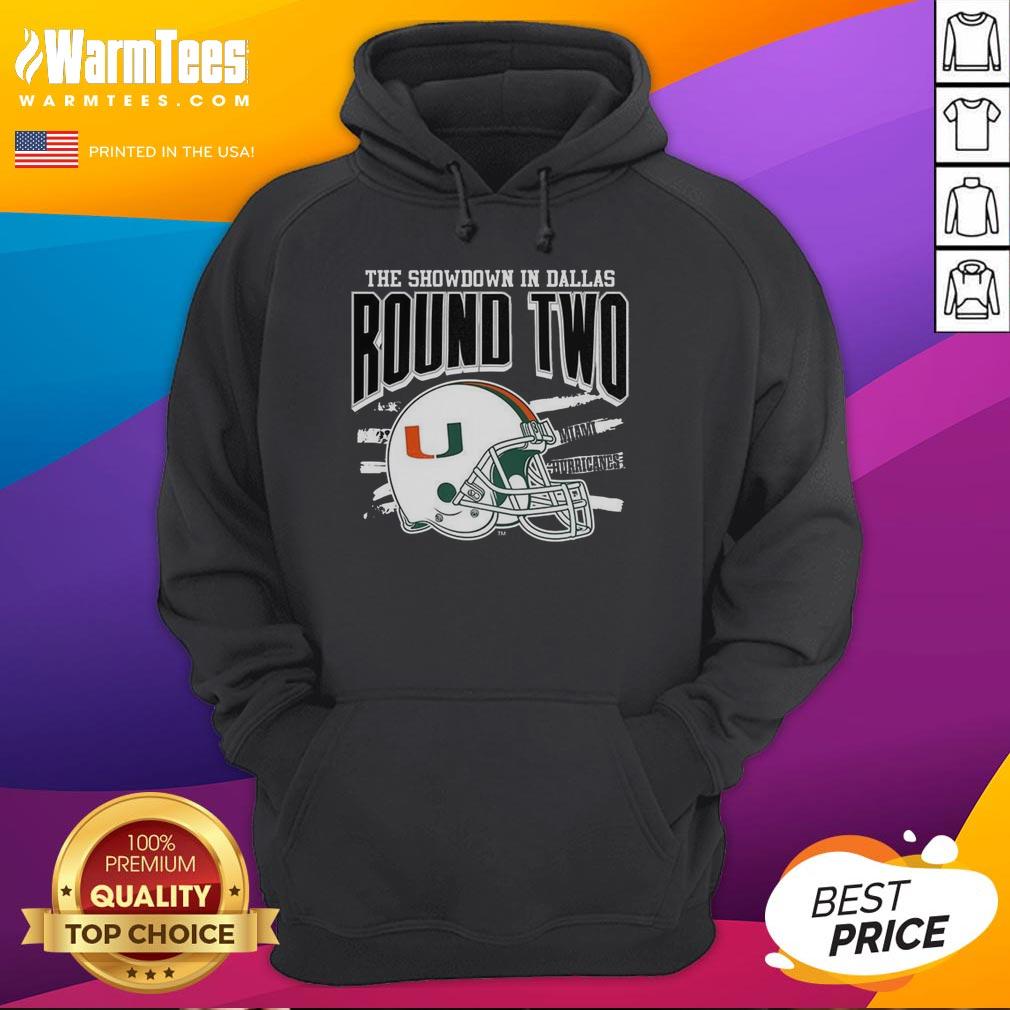 Good Miami Hurricanes Ncaa Cfp The Showdown In Dallas Round Two Helmet T-Shirt - Image 2
