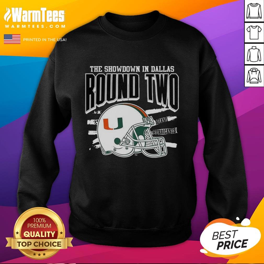 Good Miami Hurricanes Ncaa Cfp The Showdown In Dallas Round Two Helmet T-Shirt - Image 5