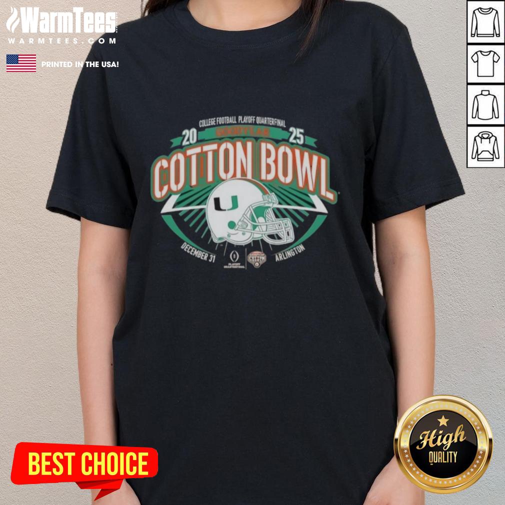 Good Miami Hurricanes Orange 2025 College Football Playoff Quarterfinal Goodyear Cotton Bowl T-Shirt - Image 3