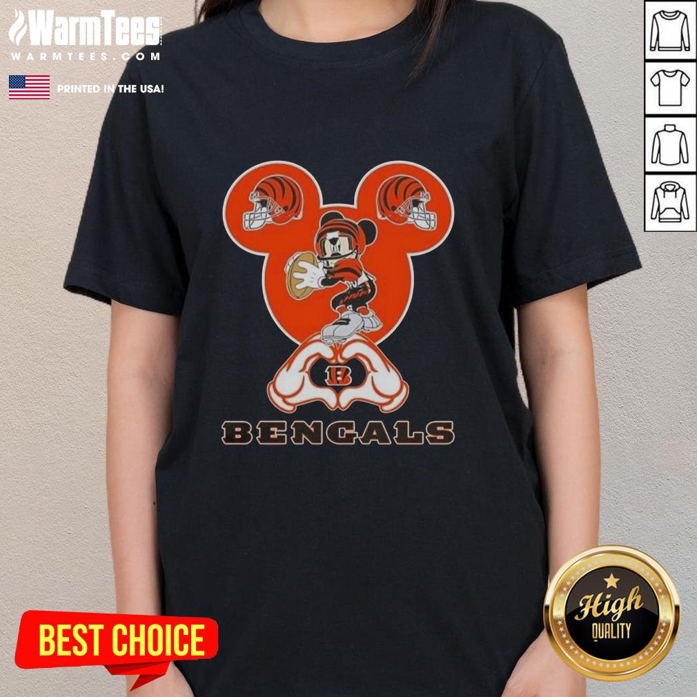 Good Mickey Hands Heart Cincinnati Bengals Football T-Shirt - Image 3