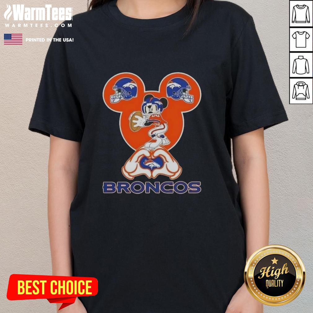 Good Mickey Hands Heart Denver Broncos Football T-Shirt - Image 3