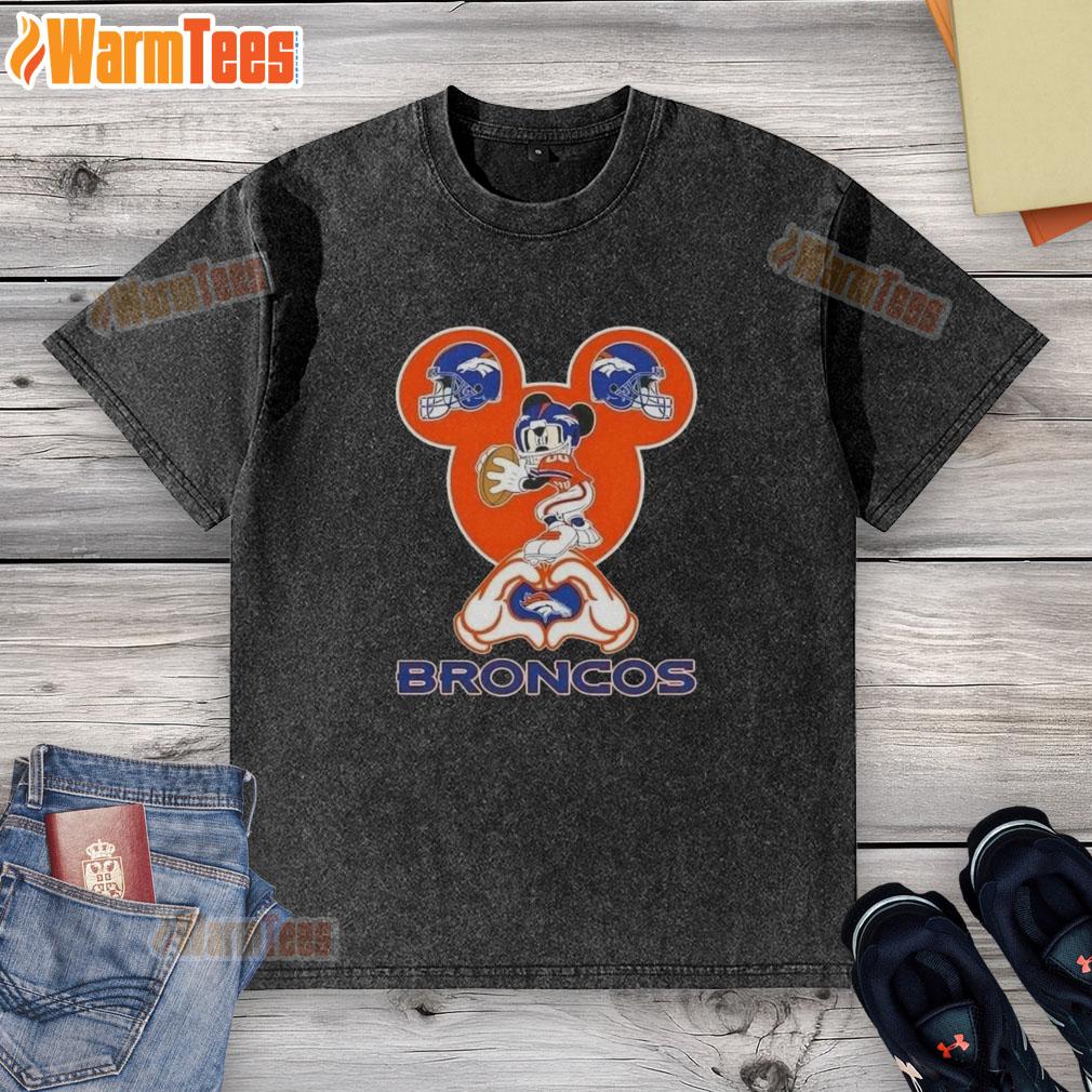 Good Mickey Hands Heart Denver Broncos Football T-Shirt - Image 6