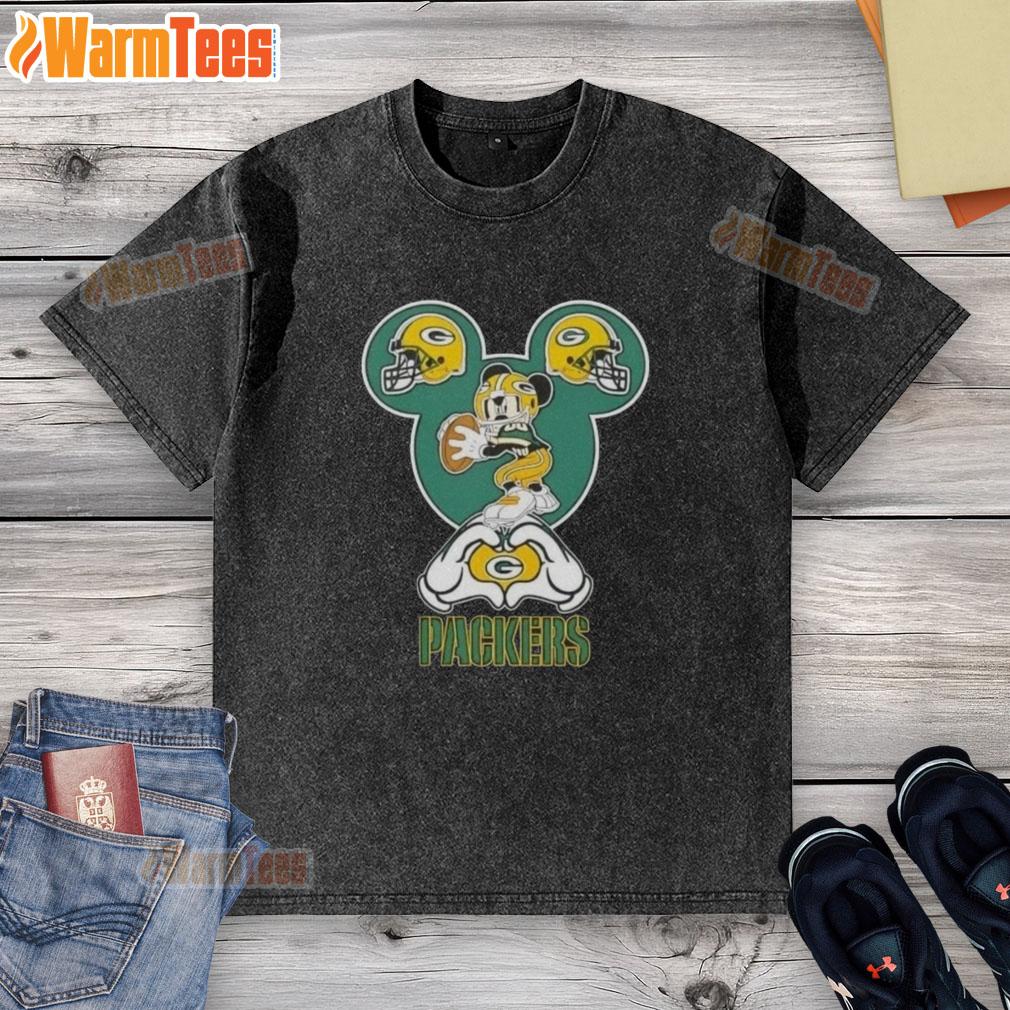Good Mickey Hands Heart Green Bay Packers Football T-Shirt - Image 6