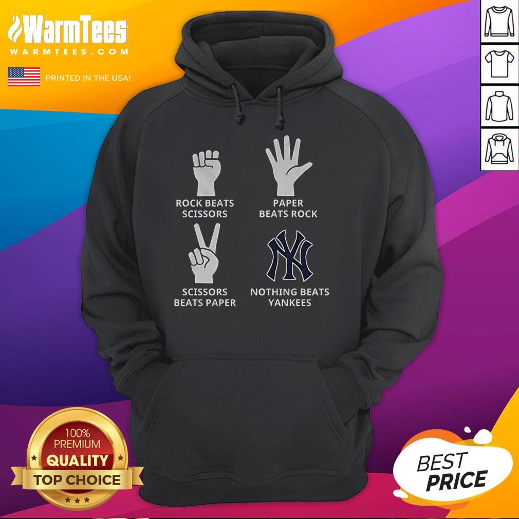 Good New York Yankees Nothing Beats Yankees Hands Rock Beats Scissors Paper Beats Rock Scissors Beats Paper T-Shirt - Image 2