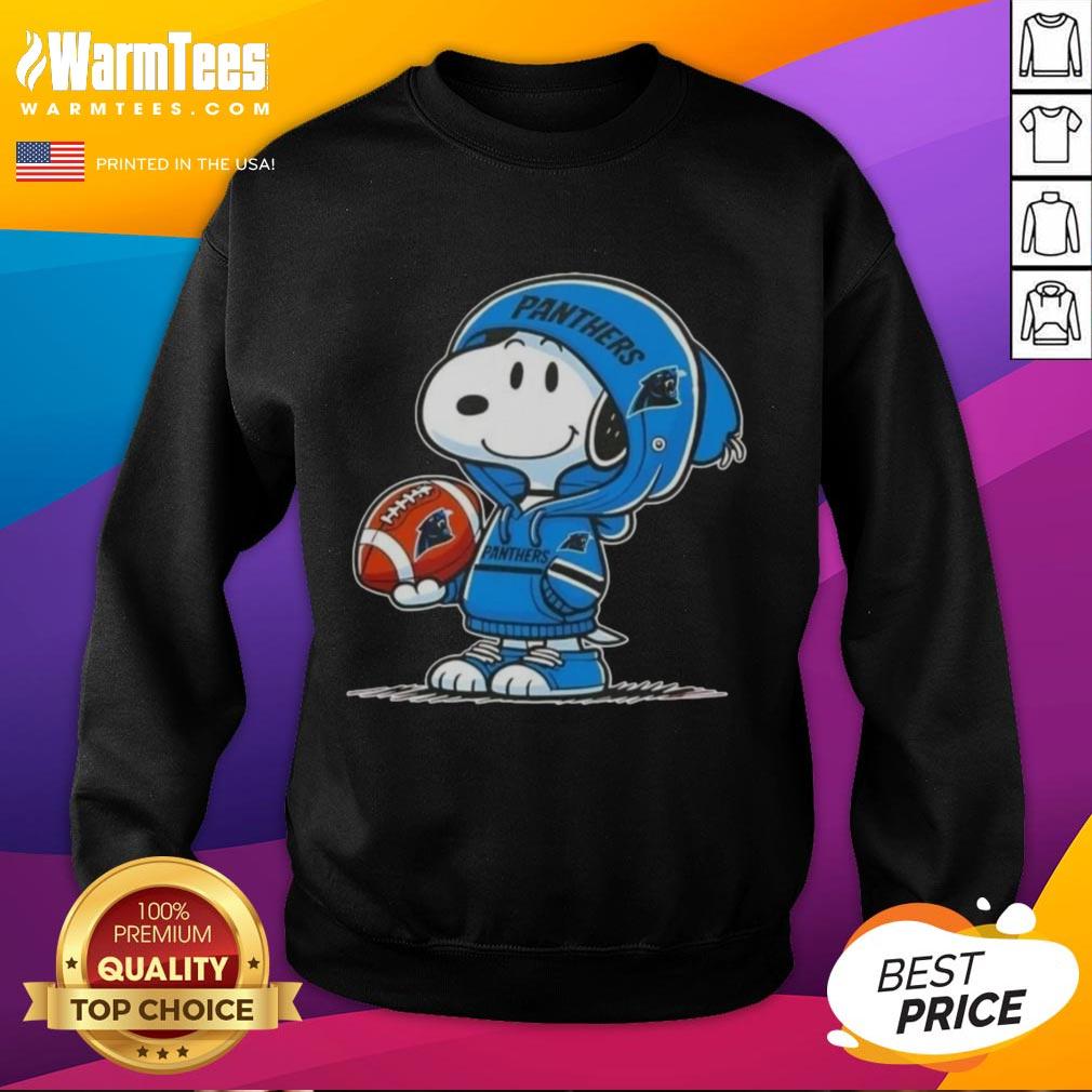 Good Peanuts Snoopy Wearing Hoodie Carolina Panthers And Smilling At Fans T-Shirt - Image 5