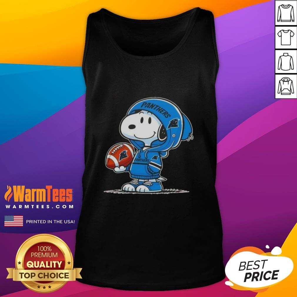 Good Peanuts Snoopy Wearing Hoodie Carolina Panthers And Smilling At Fans T-Shirt - Image 4