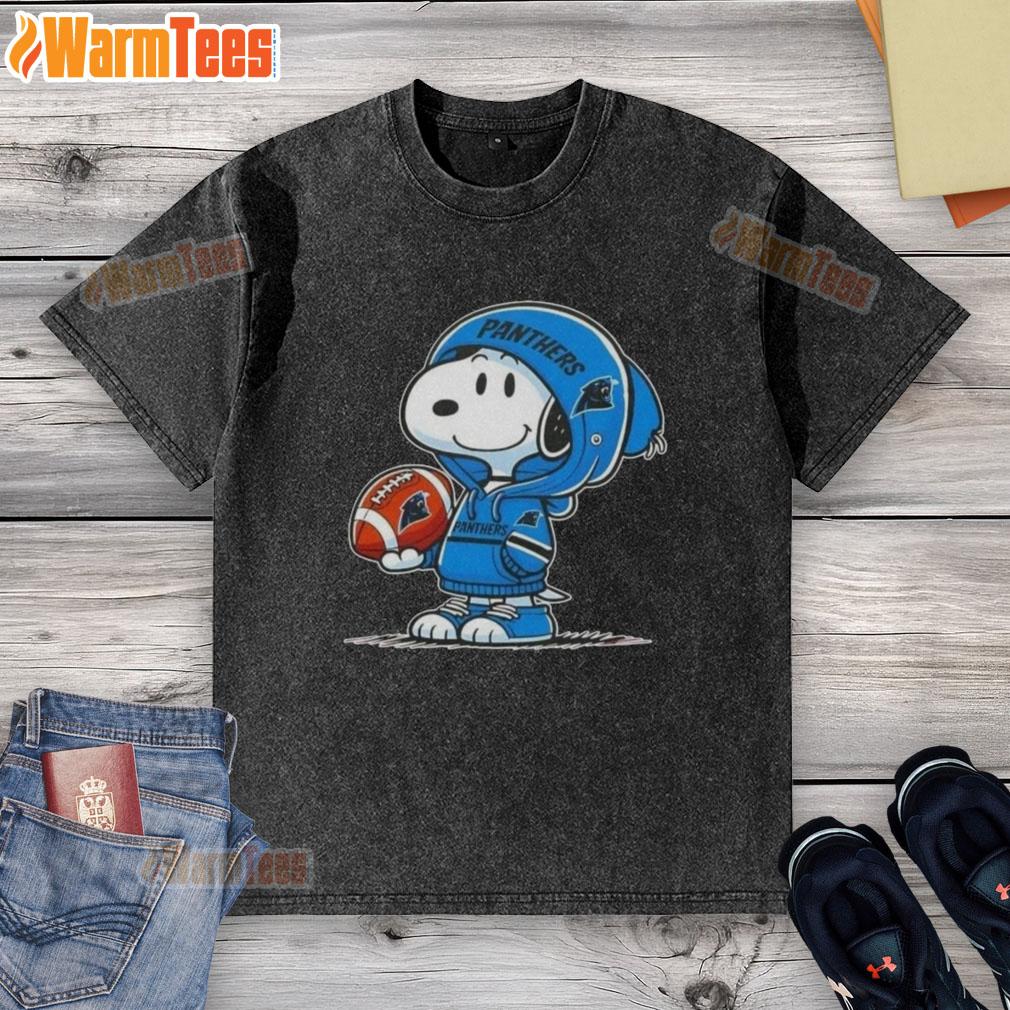 Good Peanuts Snoopy Wearing Hoodie Carolina Panthers And Smilling At Fans T-Shirt - Image 6