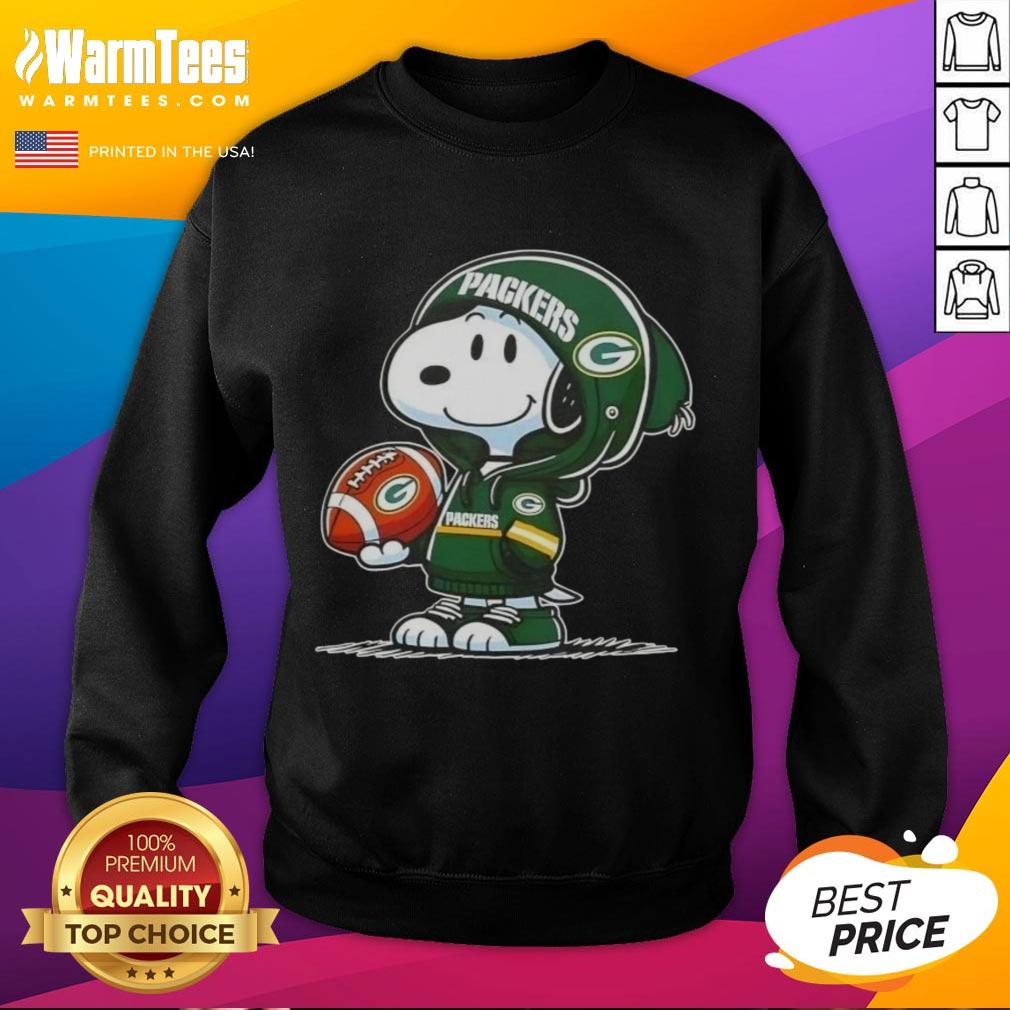 Good Peanuts Snoopy Wearing Hoodie Green Bay Packers And Smiling At Fans T-Shirt - Image 5