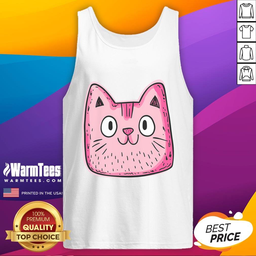 Good Pink Whiskers Smiling Cat Face T-Shirt - Image 4