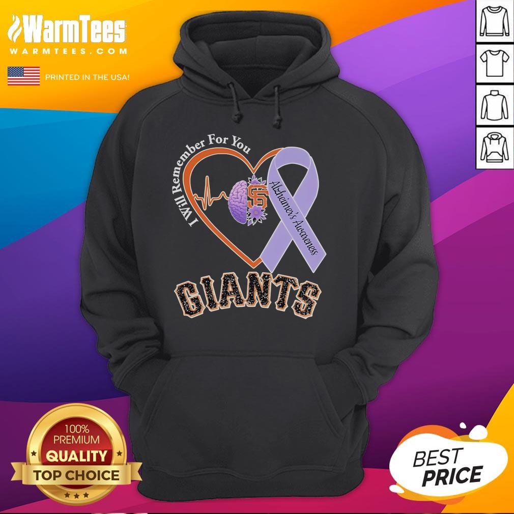 Good San Francisco Giants I Will Remember For You Alzheimer's Awareness Heartbeat Brain T-Shirt - Image 2