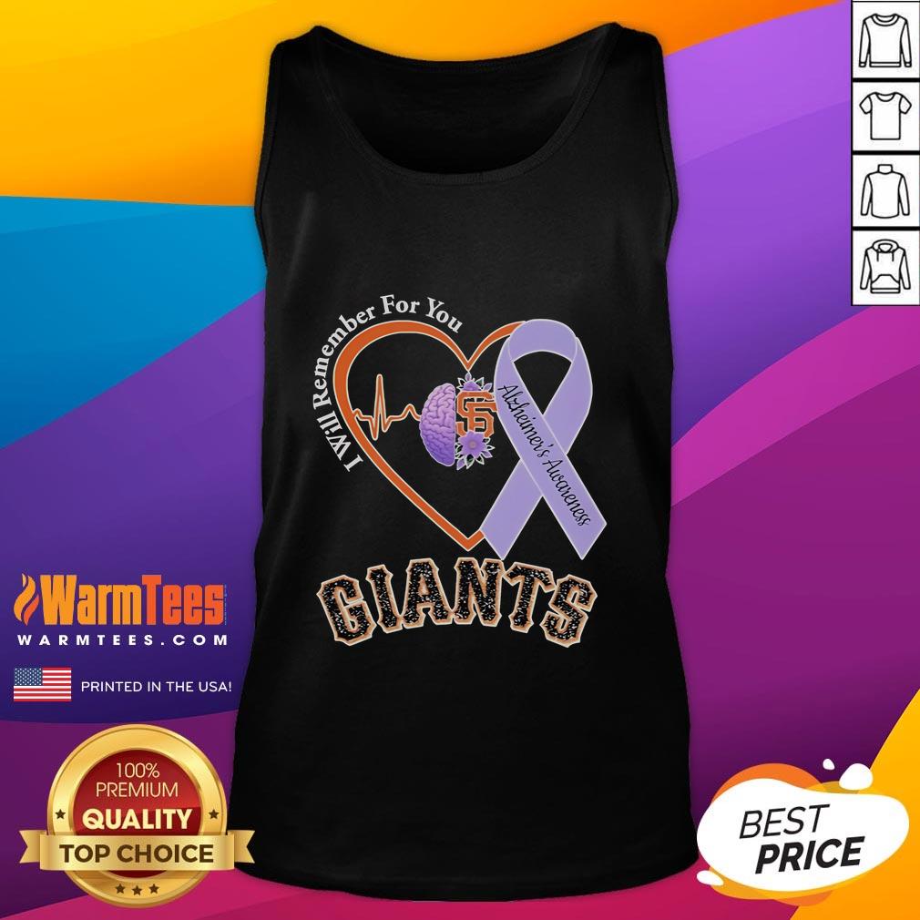 Good San Francisco Giants I Will Remember For You Alzheimer's Awareness Heartbeat Brain T-Shirt - Image 5