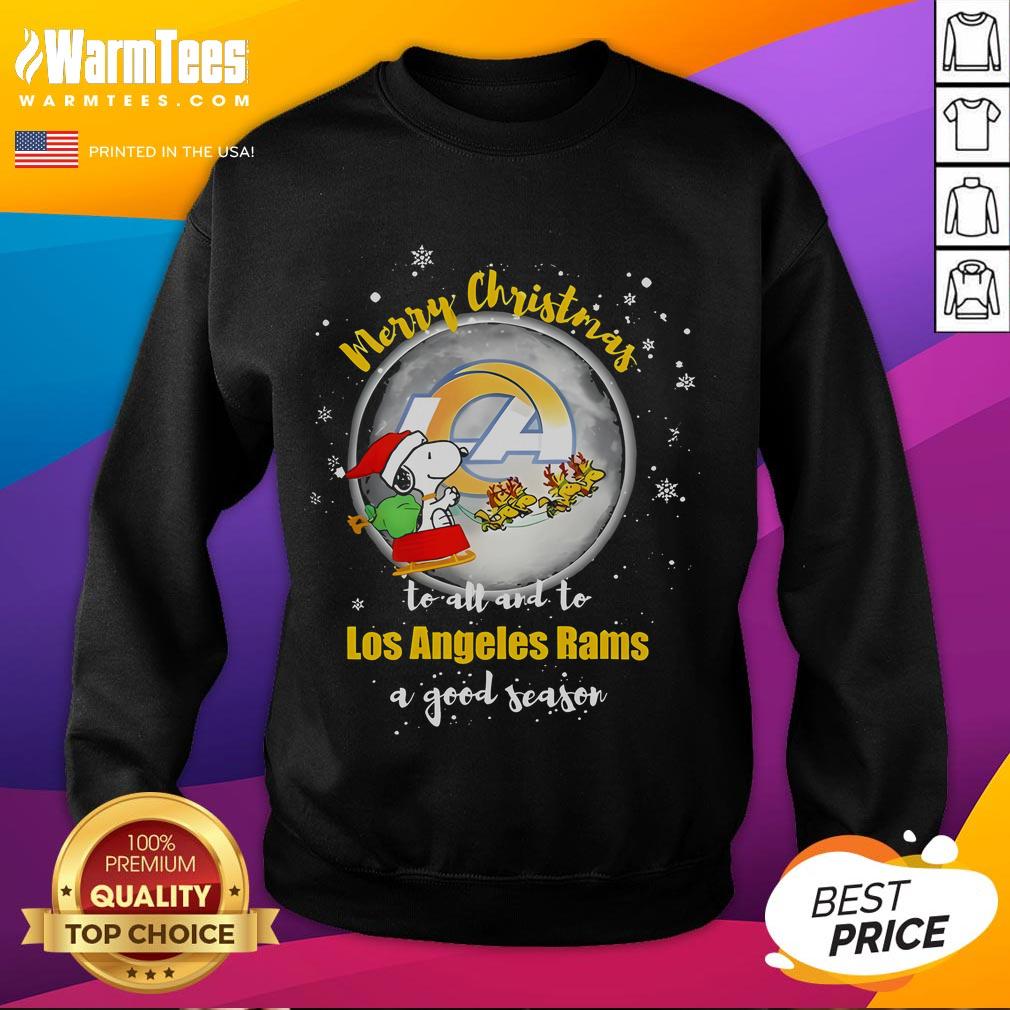 Good Santa Snoopy Merry Christmas To All And To Los Angeles Rams Tall T-Shirt - Image 5