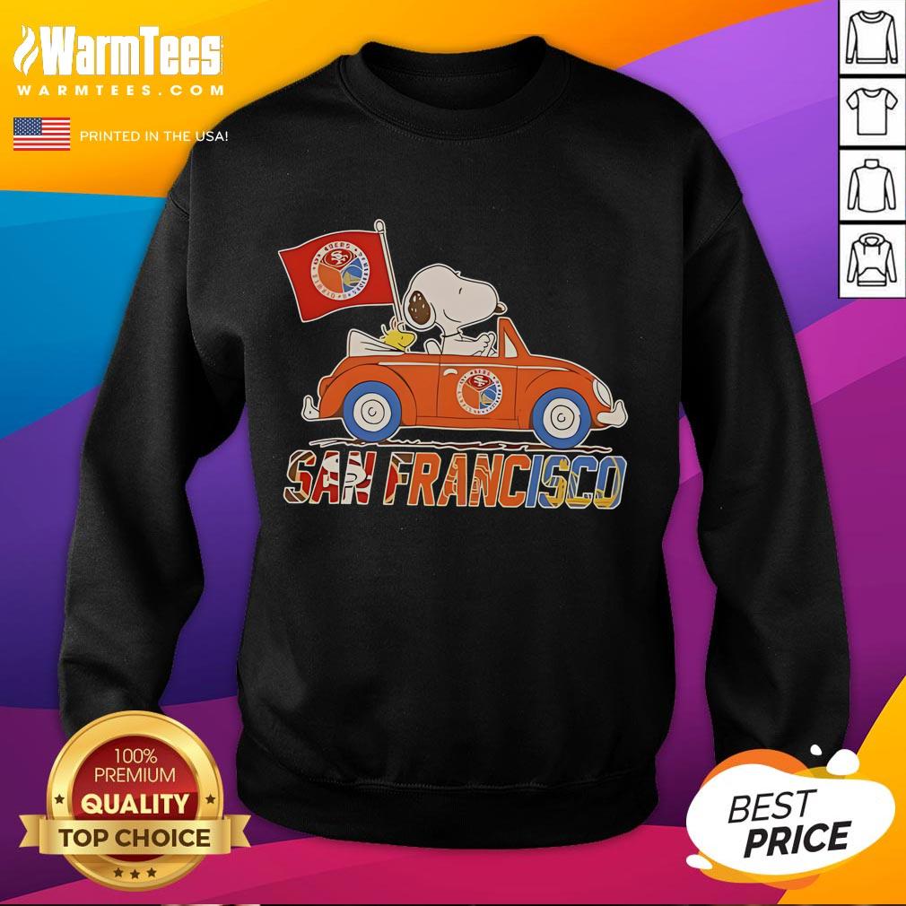 Good Snoopy And Woodstock Driving Car San Francisco Team T-Shirt - Image 5