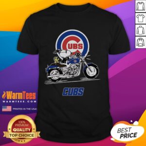 Good Snoopy And Woodstock Driving Motorbike Chicago Cubs T-Shirt