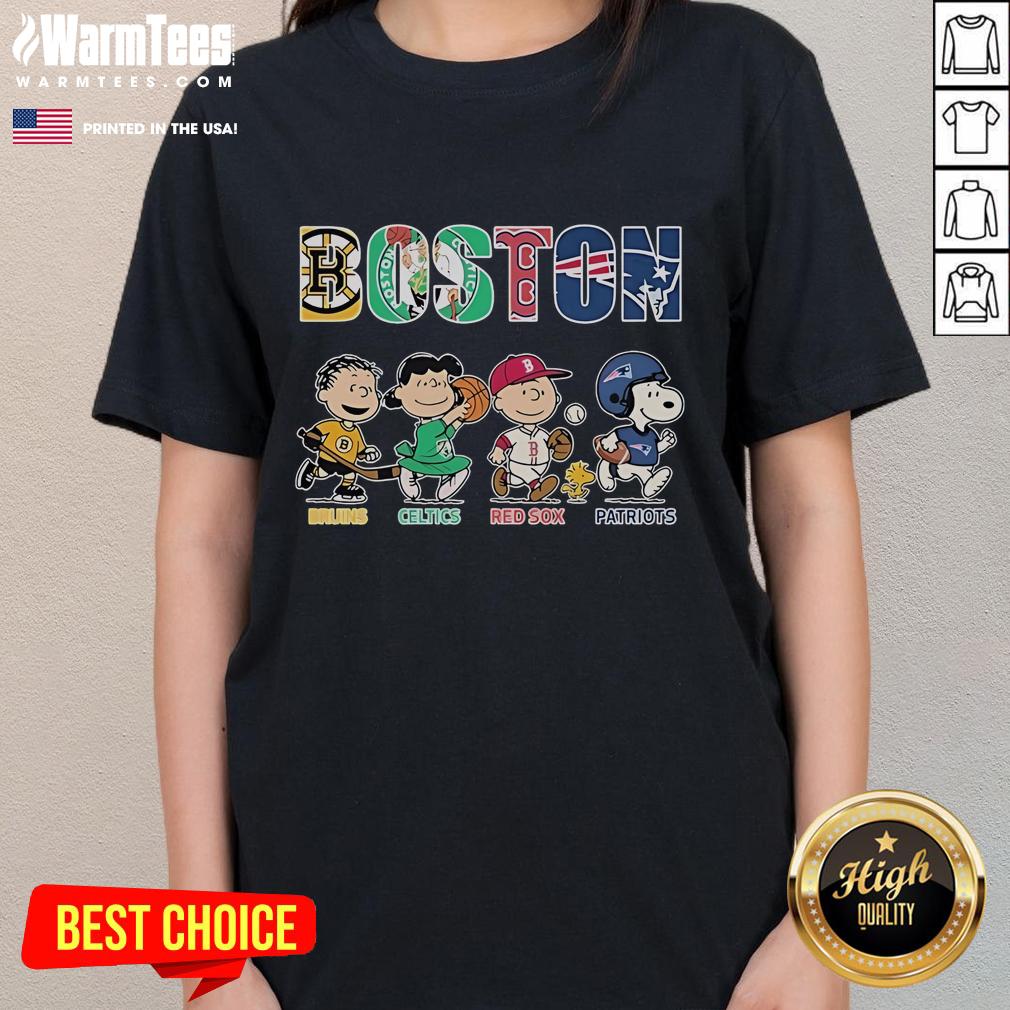 Good Snoopy The Peanuts Boston Bruins X Boston Celtics X Boston Red Sox X New England Patriots T-Shirt - Image 3