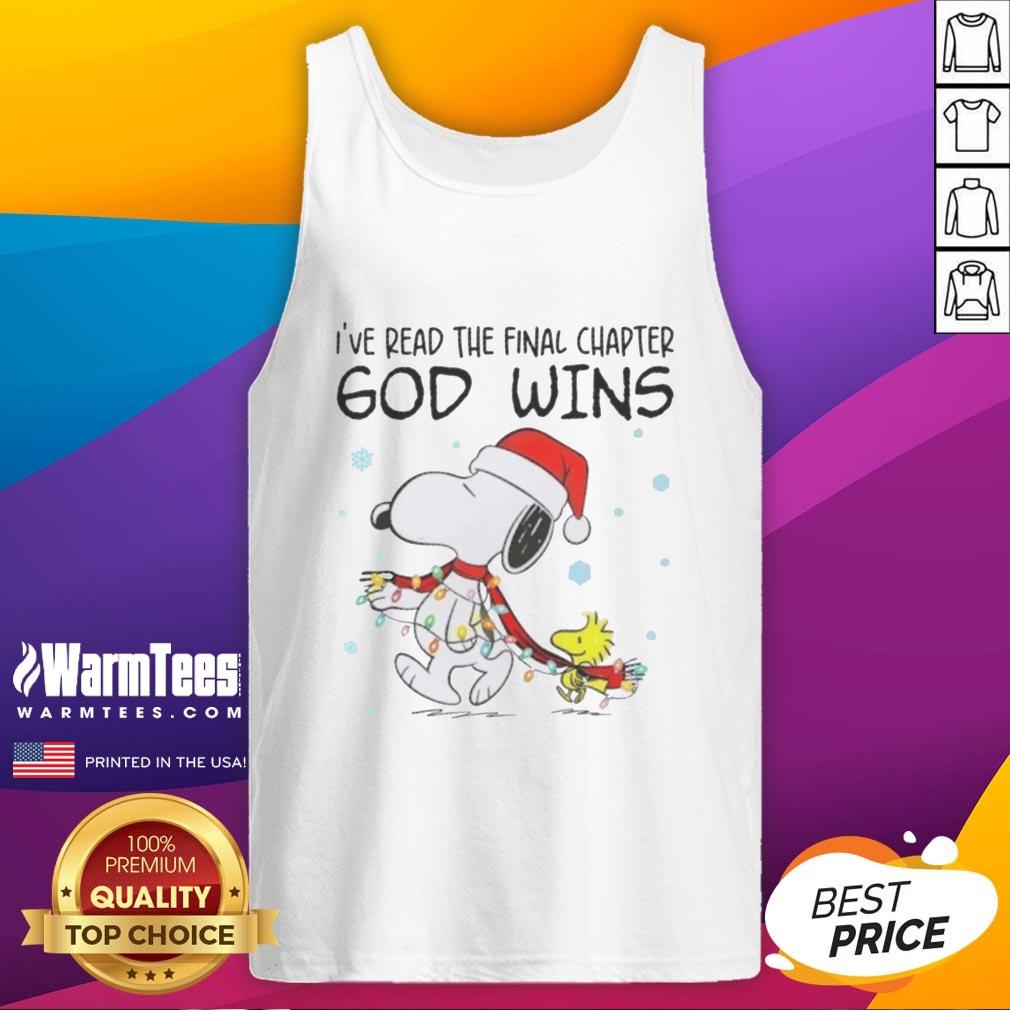 Good Snoopy X Woodstock I've Read The Final Chapter God Wins Christmas Lights T-Shirt - Image 4