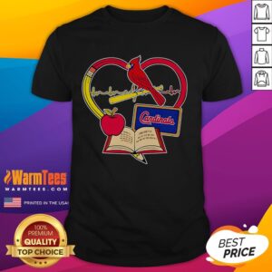 Good Teacher Pencil Apple Heart St Louis Cardinals T-Shirt