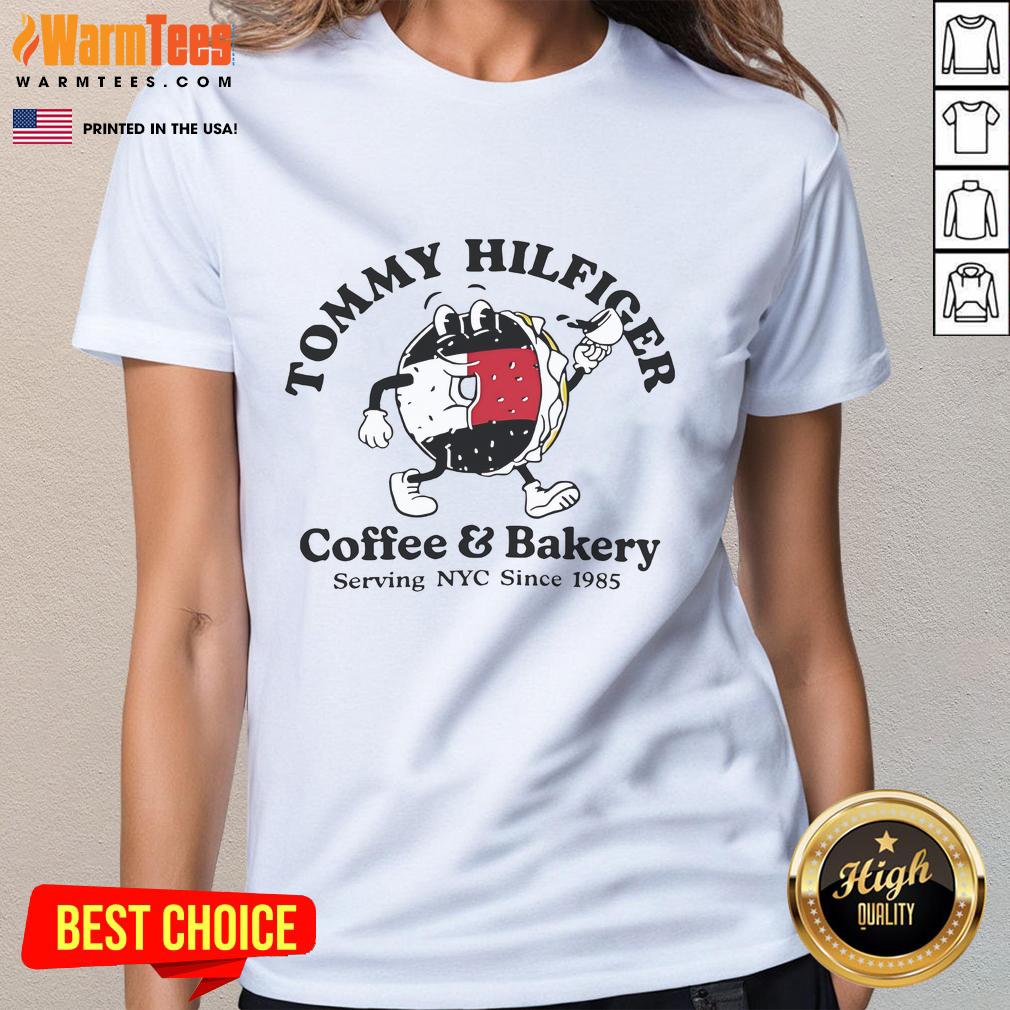Good Tommy Hilfiger Coffee & Bakery Serving NYC Since 1985 T-Shirt - Image 3