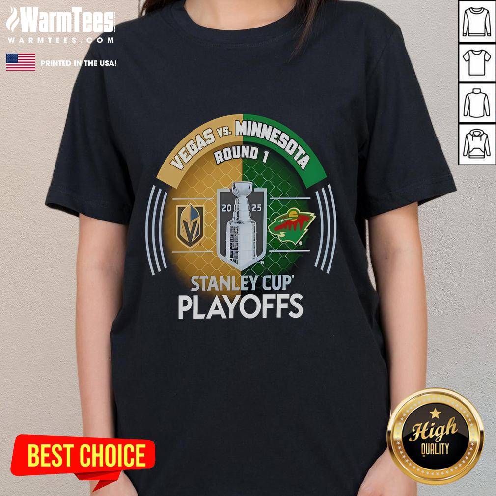 Good Vegas Golden Knights Vs Minnesota Wild 2025 Stanley Cup Playoffs First Round Dueling Match-Up Hockey T-Shirt - Image 3
