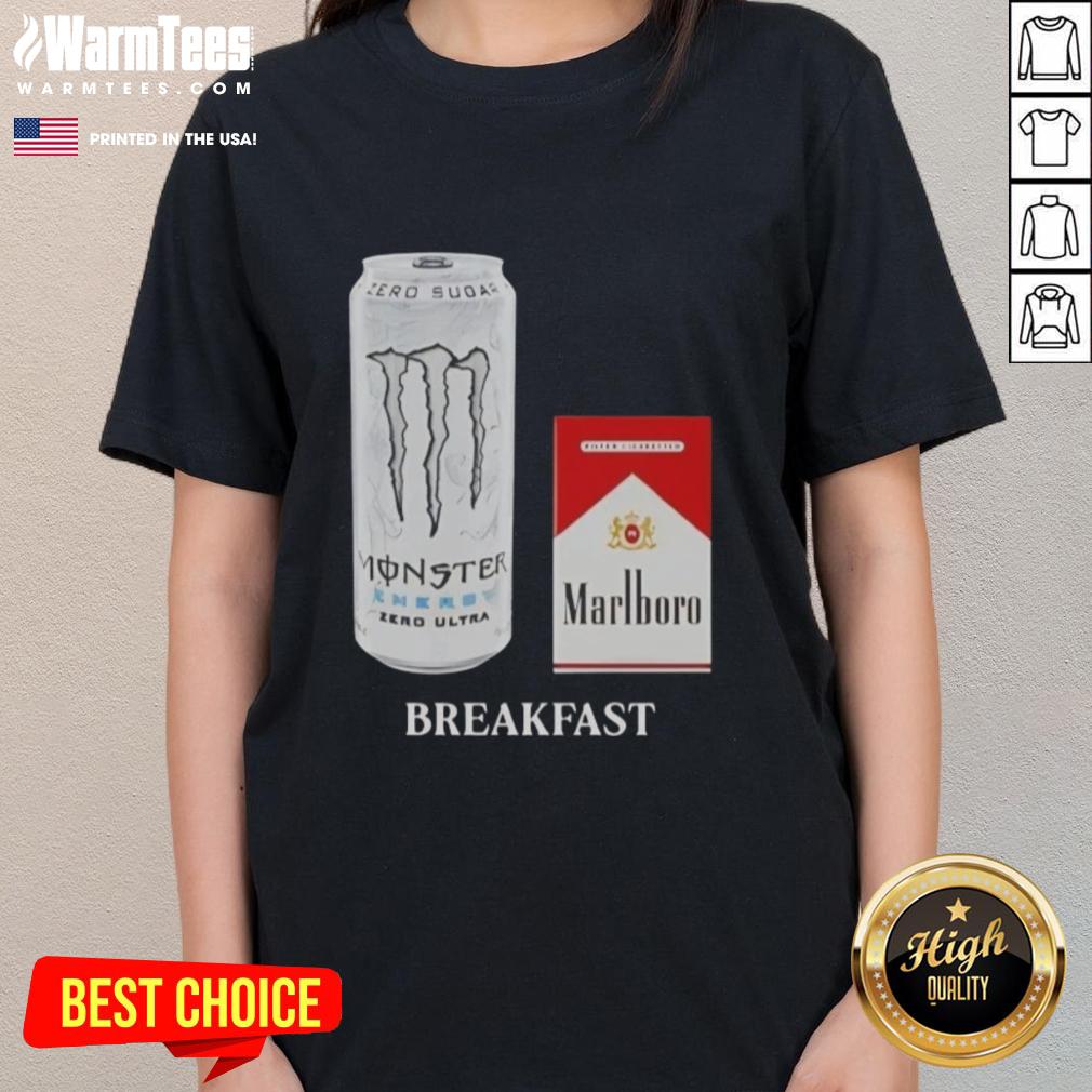 Good White Monster Marlboro Red Cigarette Breakfast T-Shirt - Image 3