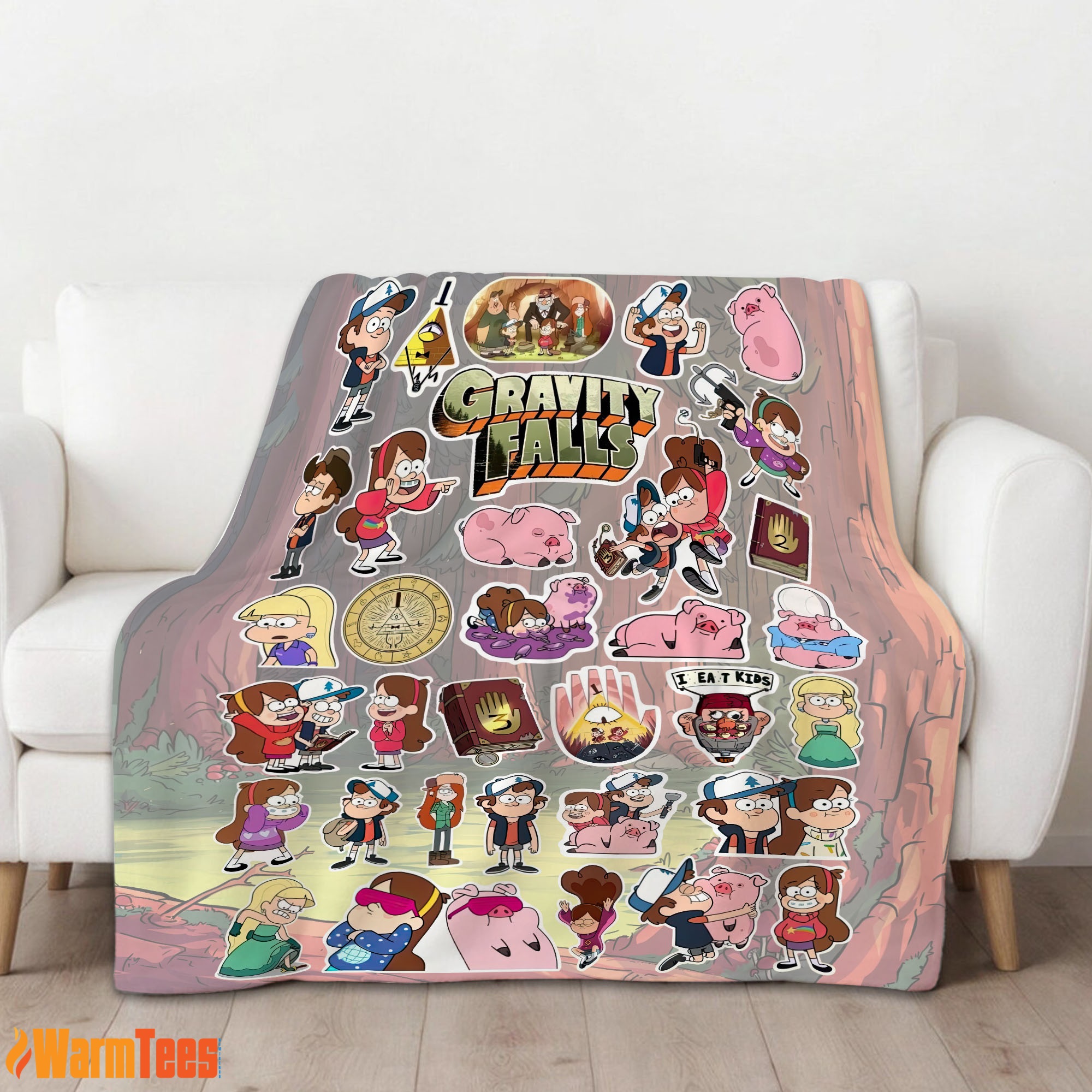Gravity Falls Dipper Mabel & Waddles Sticker Collage Blanket Fleece Customized Blanket - Image 2