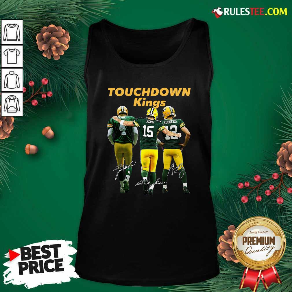 Happy Green Bay Packers Touchdown Kings Brett Favre 4 Bart Starr 15 Aaron Rodgers 12 Signatures Shirt - Image 4