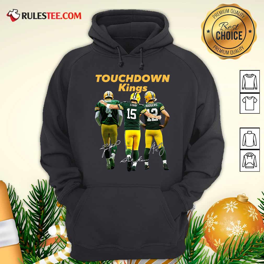 Happy Green Bay Packers Touchdown Kings Brett Favre 4 Bart Starr 15 Aaron Rodgers 12 Signatures Shirt - Image 2