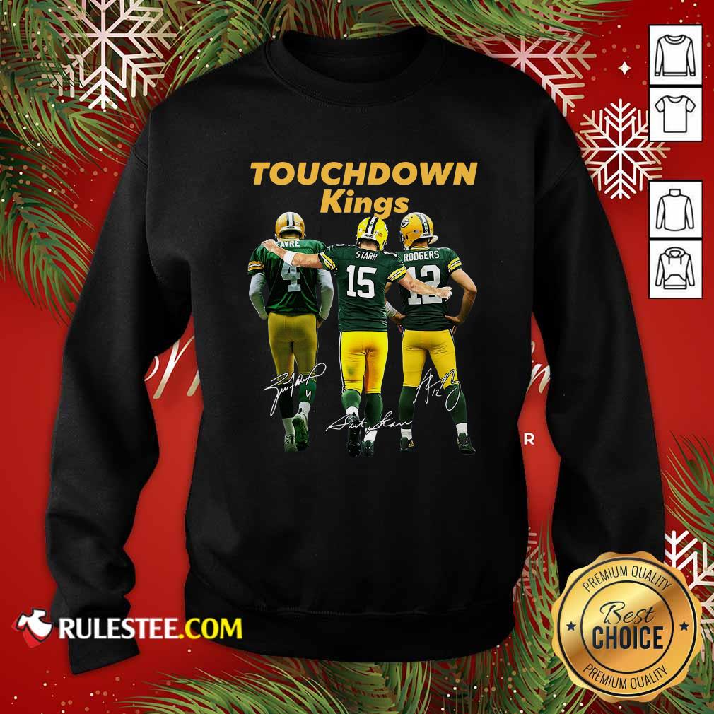Happy Green Bay Packers Touchdown Kings Brett Favre 4 Bart Starr 15 Aaron Rodgers 12 Signatures Shirt - Image 5