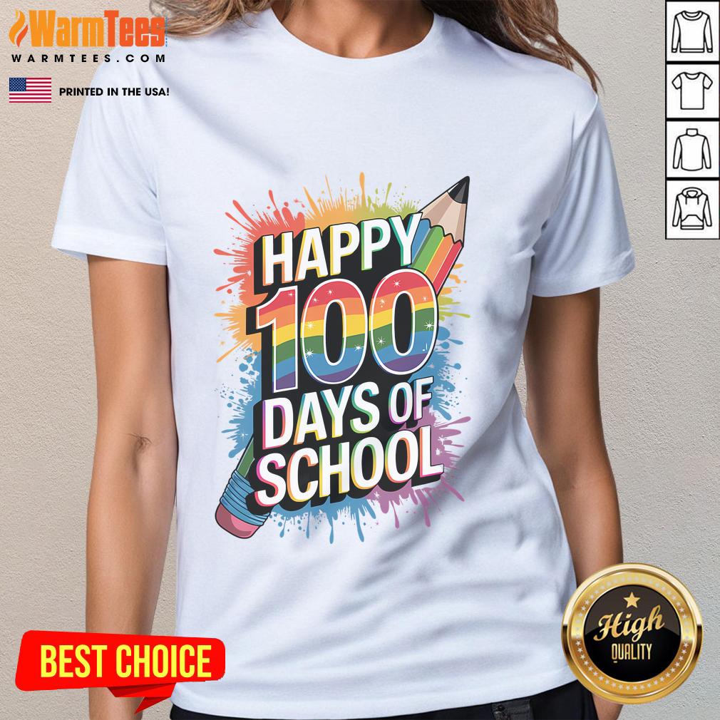 Happy 100th Day Of School Colorful T-Shirt - Image 3