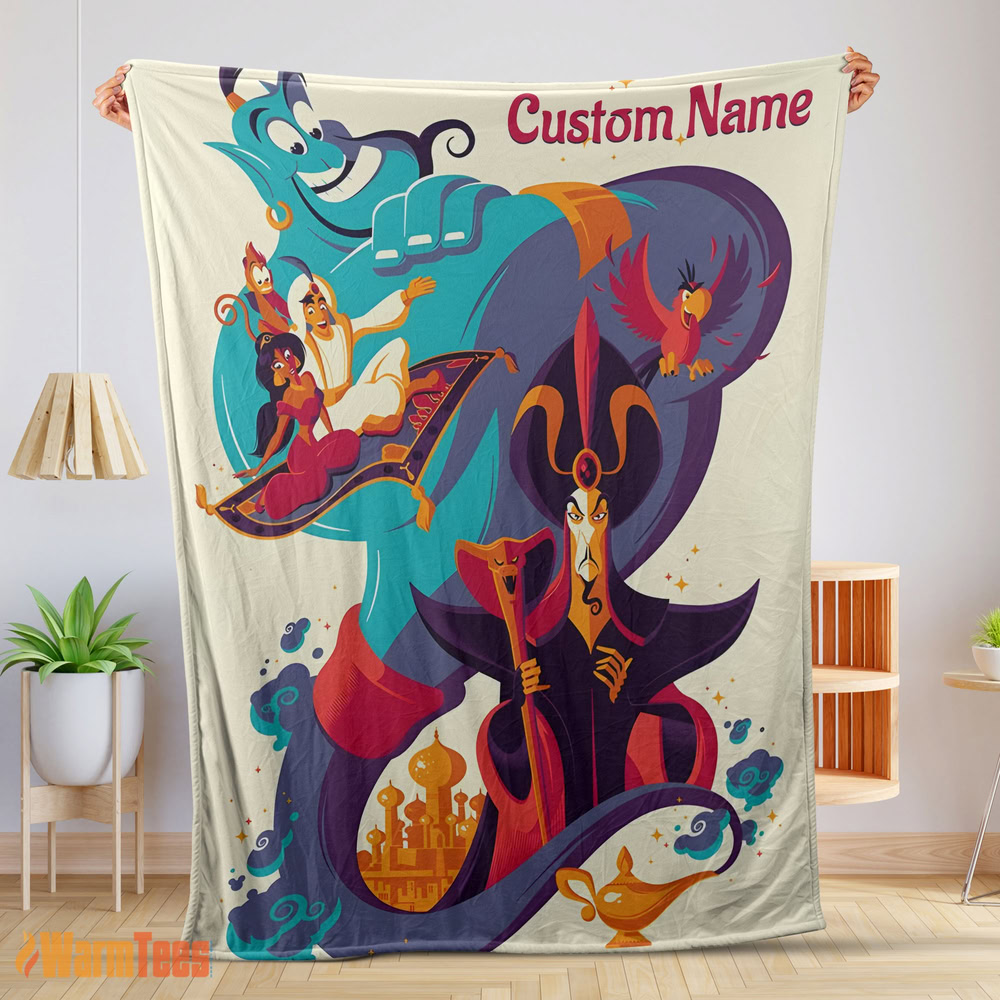Happy Aladdin and the Magic Lamp Disney Cartoon Blanket – Customize Blanket