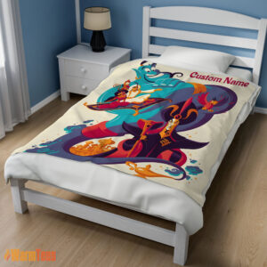 Alternative view of Happy Aladdin and the Magic Lamp Disney Cartoon Blanket – Customize Blanket