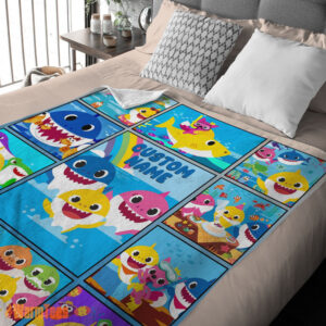 Alternative view of Happy Baby Shark Family & Friends Collage Blanket Fleece Customized Blanket
