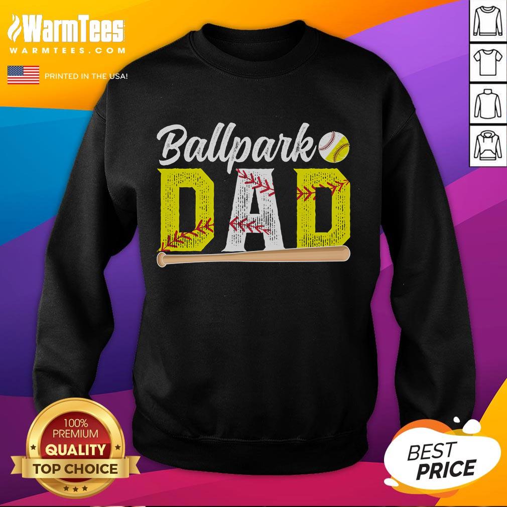 Happy Ballpark Dad Baseball Softball Dad Of Ballers T-Shirt - Image 5