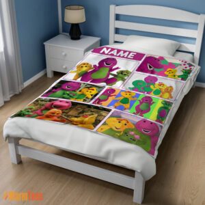 Alternative view of Happy Barney & Friends Characters Collage Blanket Fleece Customized Blanket