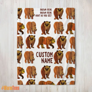 Happy Brown Bear Brown Bear Blanket Fleece Customized Blanket