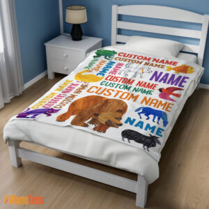 Alternative view of Happy Brown Bear Brown Bear What Do You See Gift Blanket Fleece Customized Blanket