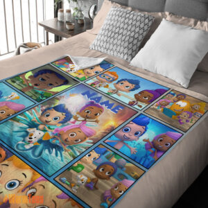 Alternative view of Happy Bubble Guppies Collage Blanket Fleece Customized Blanket