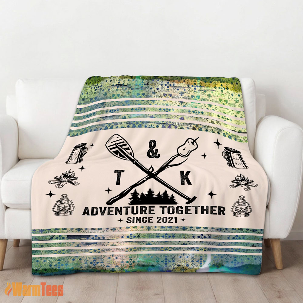 Happy Camping Couple Adventure Together Since Blanket Fleece Customized Blanket - Image 2