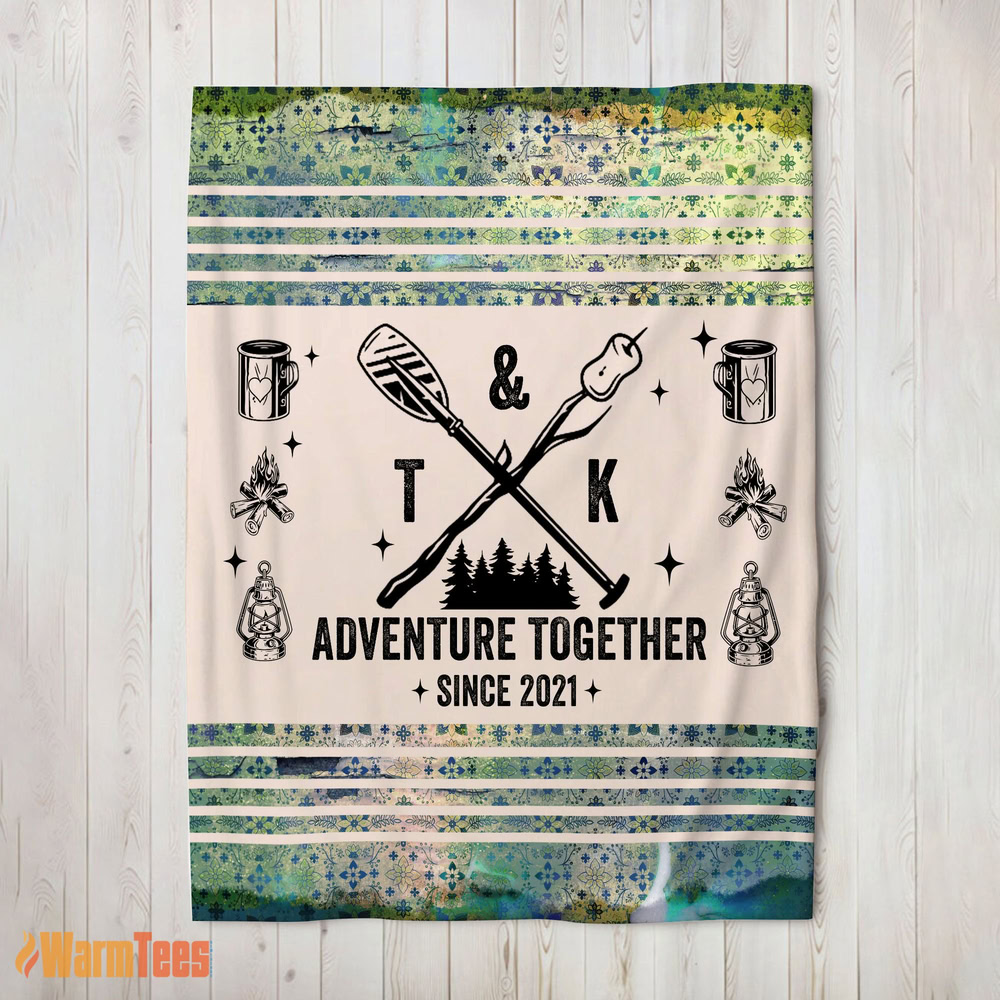 Happy Camping Couple Adventure Together Since Blanket Fleece Customized Blanket