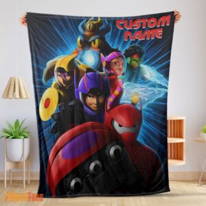 Happy Cartoon Big Hero 6 Friends Blanket Fleece Customized Blanket