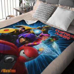 Alternative view of Happy Cartoon Big Hero 6 Friends Blanket Fleece Customized Blanket