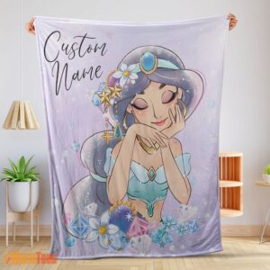 Happy Cartoon Disney Aladdin Jasmine Princess Blanket Fleece Customized Blanket