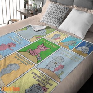 Alternative view of Happy Cartoon Elephant & Piggie Blanket Fleece Customized Blanket