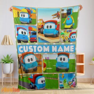 Happy Cartoon Leo The Truck With Friends Blanket Fleece Throw Customized Blanket