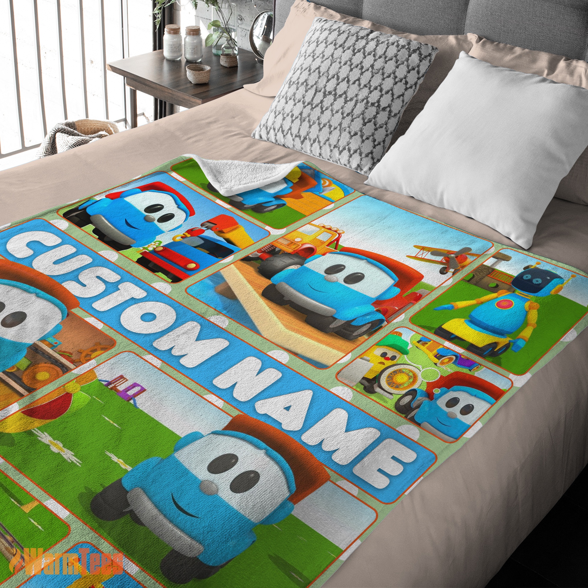 Happy Cartoon Leo The Truck With Friends Blanket Fleece Throw Customized Blanket - Image 2
