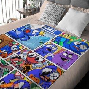 Alternative view of Happy Cartoon Rainbow Friends Roblox Blanket Fleece Customized Blanket